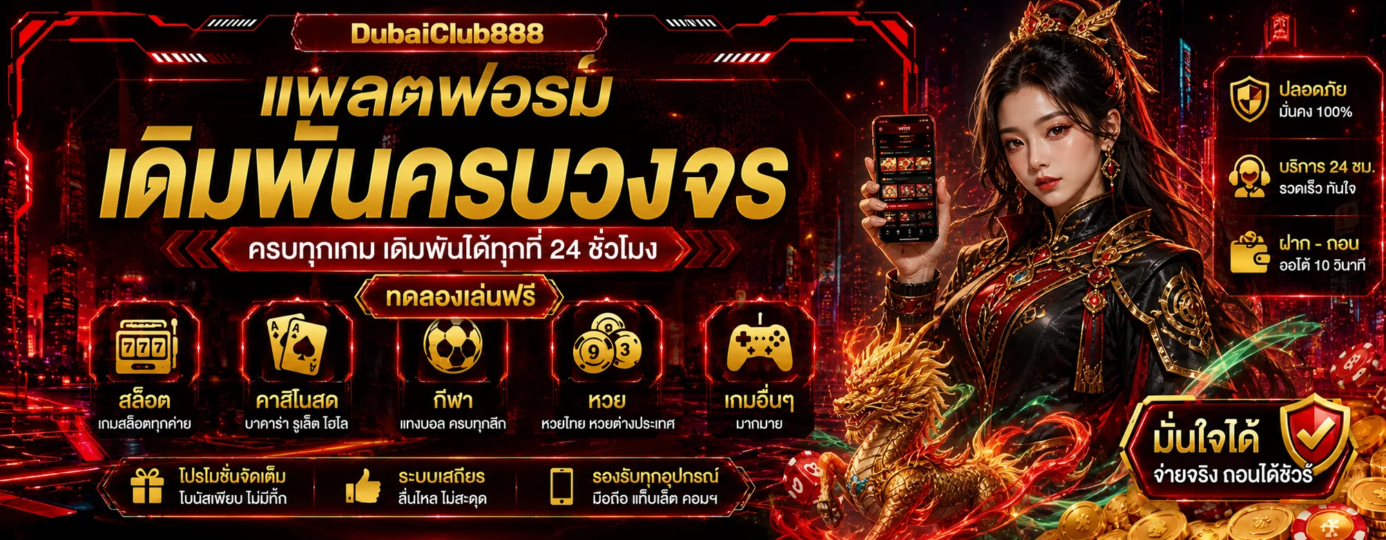 ทดลองเล่นสล็อตฟรีและเรียนรู้กติกาที่ DubaiClub888
